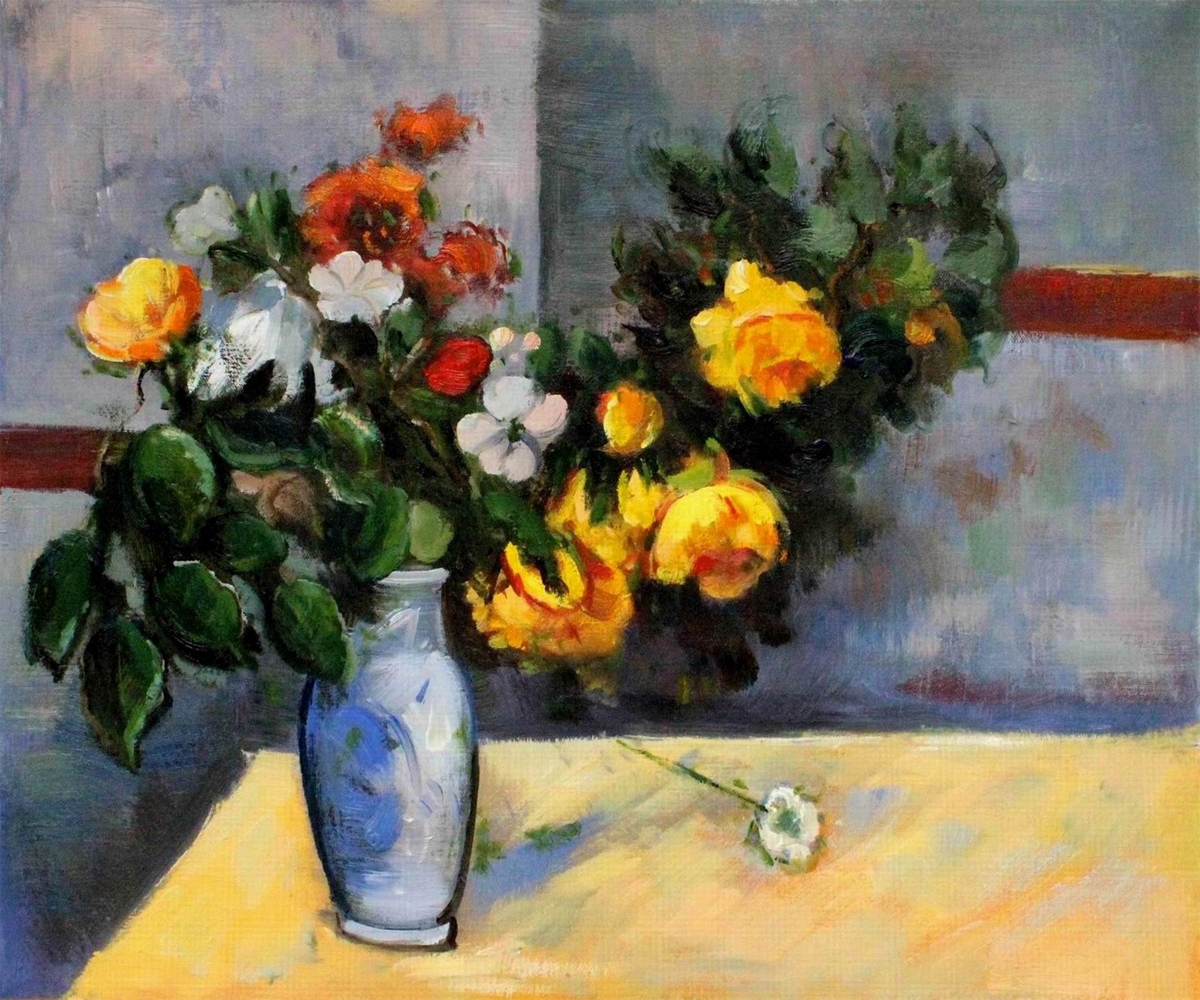 Still Life Flowers in Vase - Paul Cezanne Painting